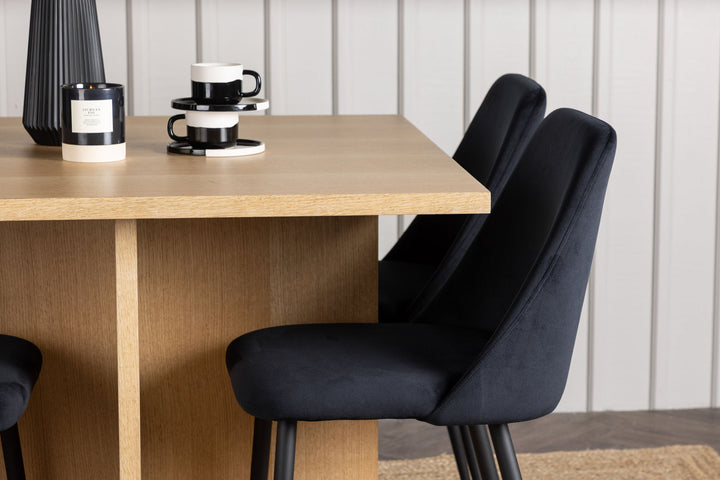 Venture Home Leo Dining Table 100*75 - Oaklook / Oaklook MDF +Night Dining Chair - Black / Black Velvet _4