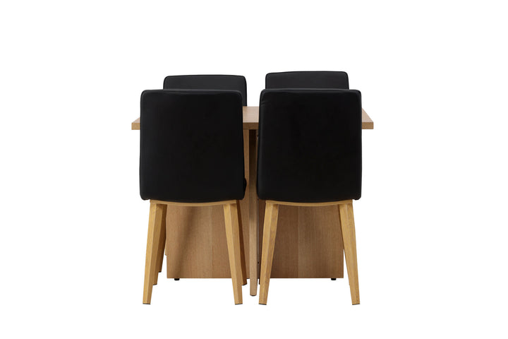 Venture Home Leo Dining Table 100*75 - Oaklook / Oaklook MDF +Today Dining Chair - Nature / Black PU _4