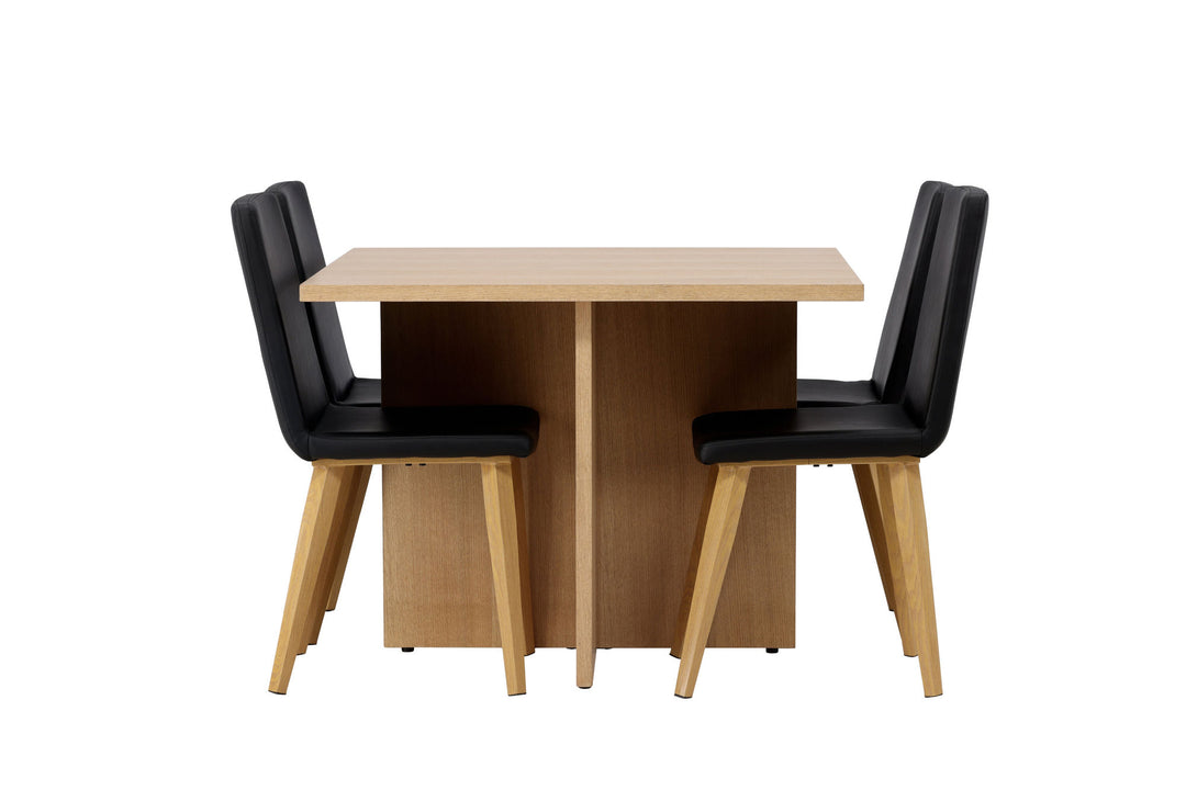 Venture Home Leo Dining Table 100*75 - Oaklook / Oaklook MDF +Today Dining Chair - Nature / Black PU _4