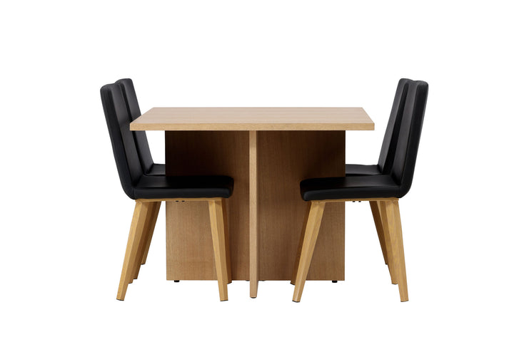 Venture Home Leo Dining Table 100*75 - Oaklook / Oaklook MDF +Today Dining Chair - Nature / Black PU _4