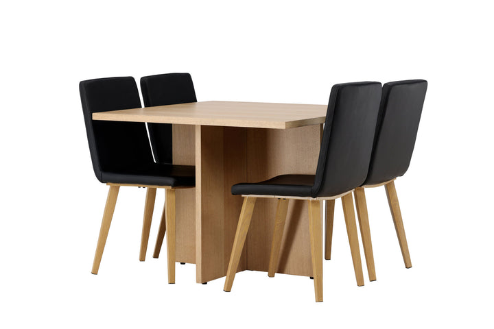 Venture Home Leo Dining Table 100*75 - Oaklook / Oaklook MDF +Today Dining Chair - Nature / Black PU _4