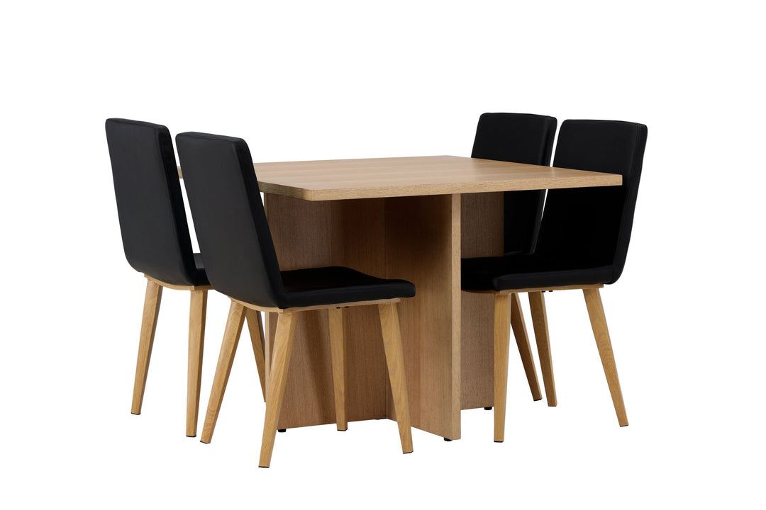 Venture Home Leo Dining Table 100*75 - Oaklook / Oaklook MDF +Today Dining Chair - Nature / Black PU _4