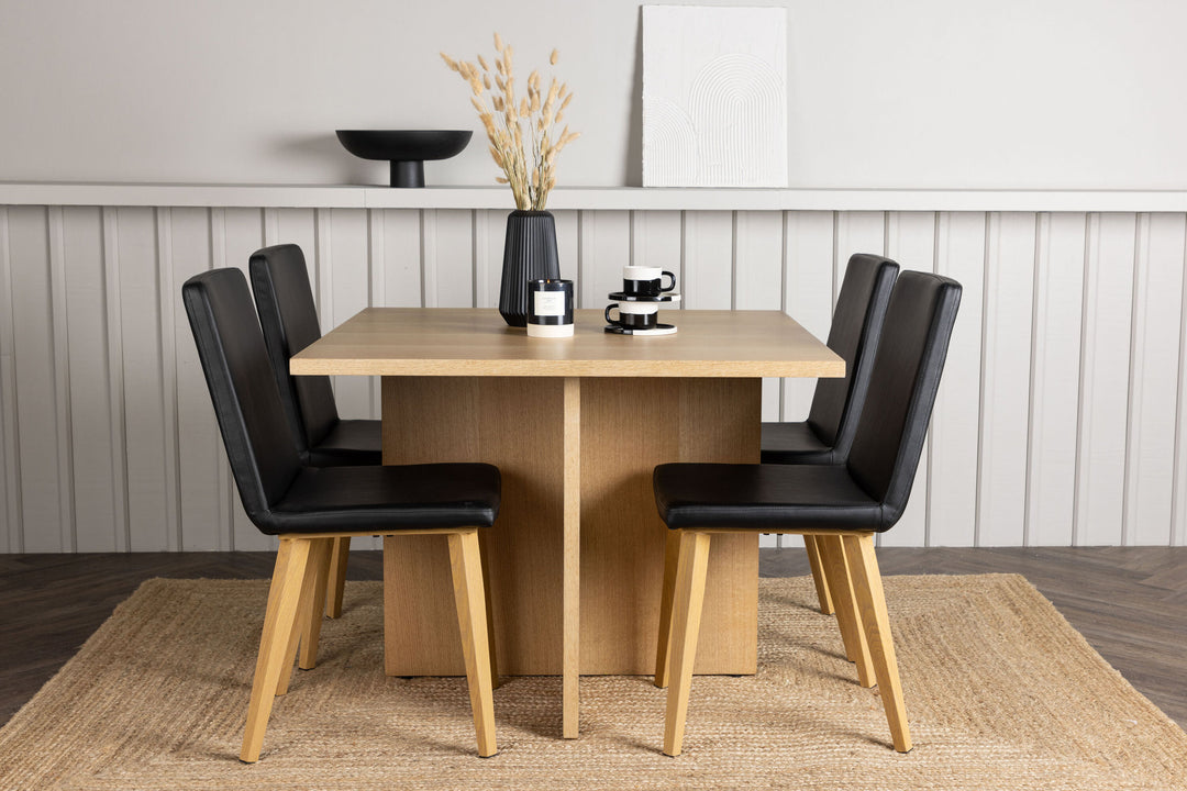 Venture Home Leo Dining Table 100*75 - Oaklook / Oaklook MDF +Today Dining Chair - Nature / Black PU _4