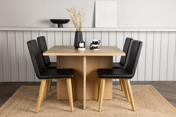 Venture Home Leo Dining Table 100*75 - Oaklook / Oaklook MDF +Today Dining Chair - Nature / Black PU _4