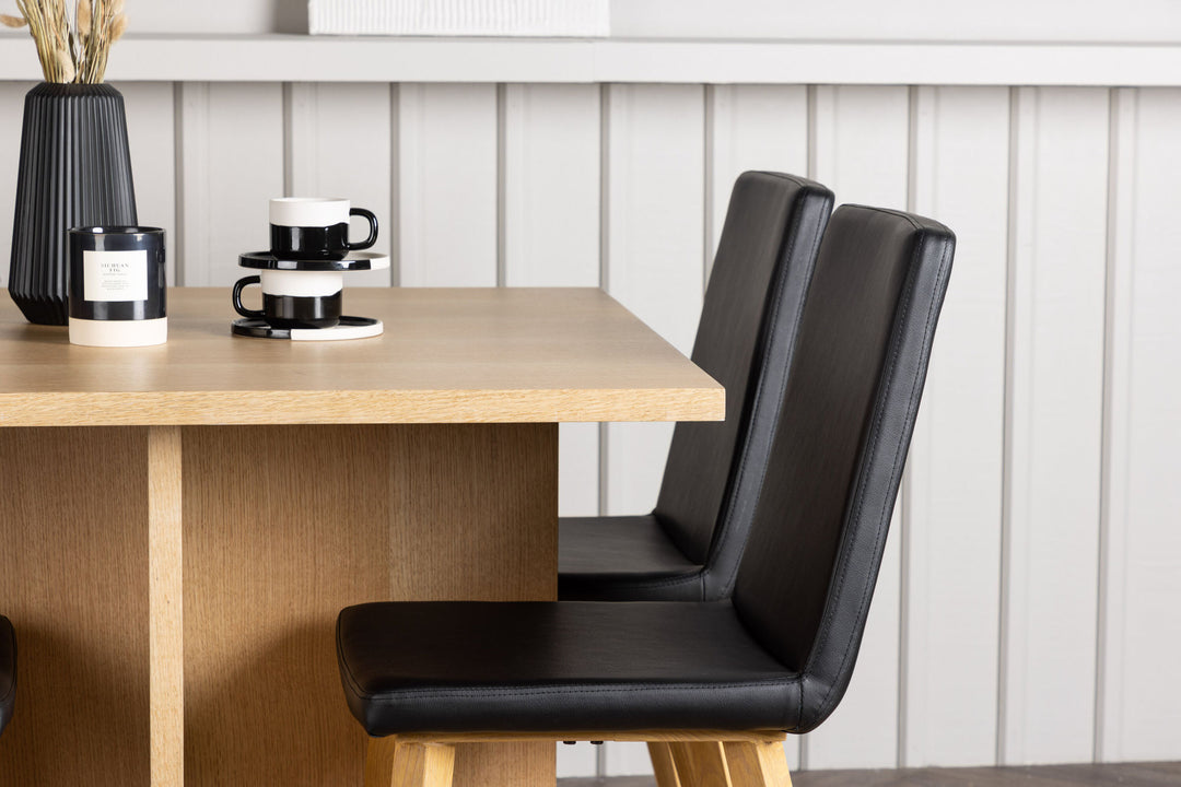 Venture Home Leo Dining Table 100*75 - Oaklook / Oaklook MDF +Today Dining Chair - Nature / Black PU _4