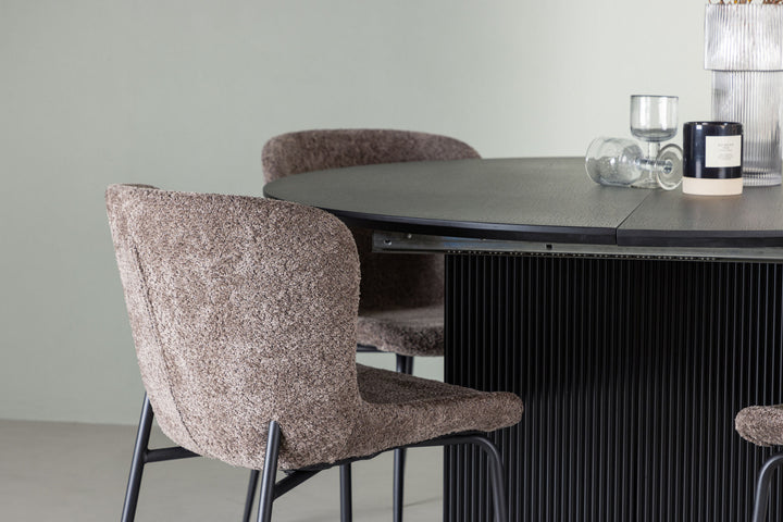 Venture Home Matilda Dining Table φ130 - Black / Black MDF with veneer +Modesto Dining Chair - Grey / Smoked Black Boucle _4