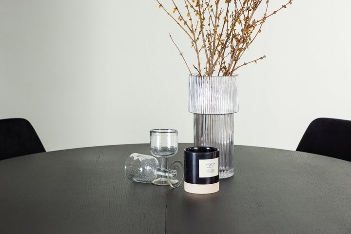 Venture Home Matilda Dining Table φ130 - Black / Black MDF with veneer +Night Dining Chair - Black / Black Velvet _4
