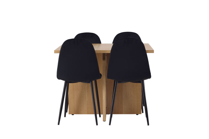Venture Home Leo Dining Table 100*75 - Oaklook / Oaklook MDF +Polar Dining Chair - Black legs / Black Velvet _4