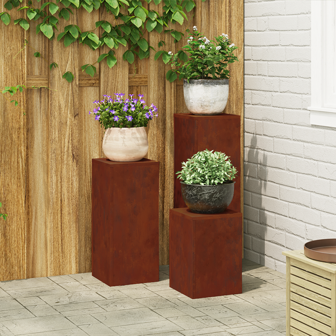 Planteholder 3 pcs Rusten Cortenstål