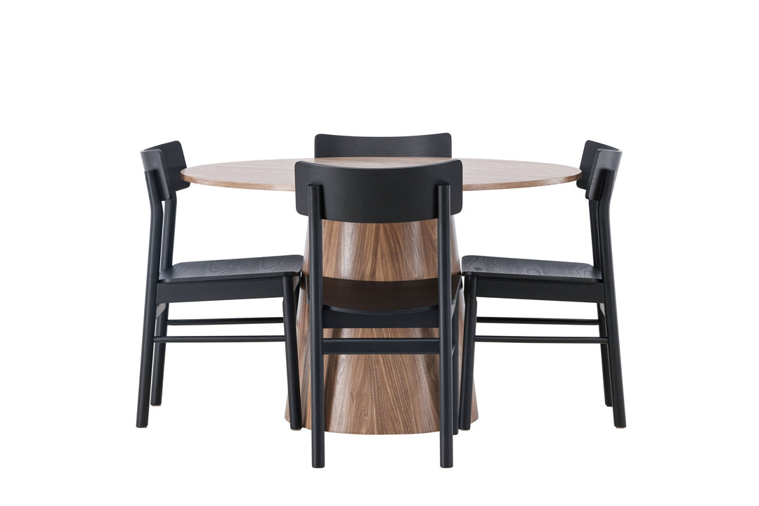Venture Home Lanzo Dining Table φ120 - Natural / Natural MDF +Montros Dining Chair - Natural / Natural Rubberwood _4