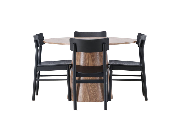Venture Home Lanzo Dining Table φ120 - Natural / Natural MDF +Montros Dining Chair - Natural / Natural Rubberwood _4
