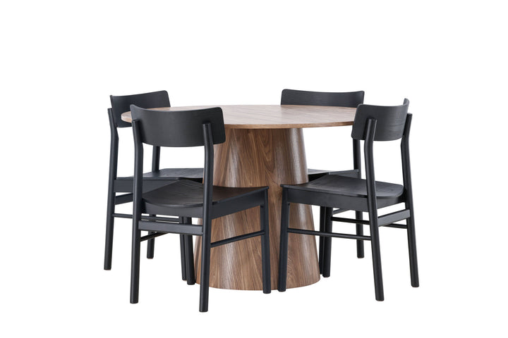 Venture Home Lanzo Dining Table φ120 - Natural / Natural MDF +Montros Dining Chair - Natural / Natural Rubberwood _4