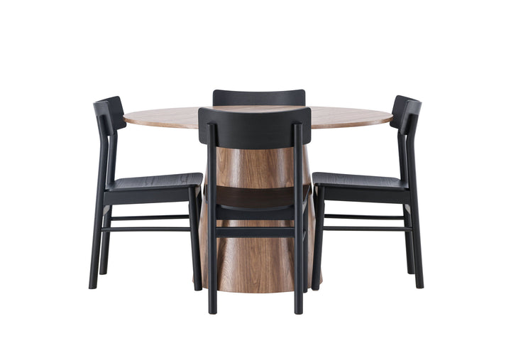 Venture Home Lanzo Dining Table φ120 - Natural / Natural MDF +Montros Dining Chair - Natural / Natural Rubberwood _4