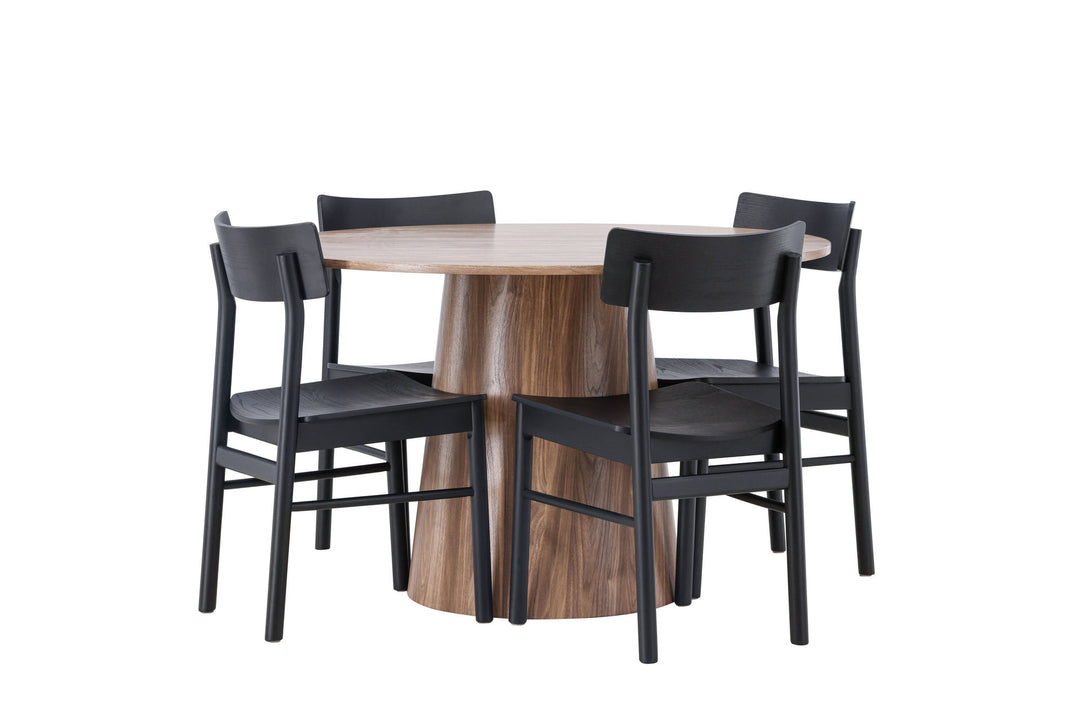 Venture Home Lanzo Dining Table φ120 - Natural / Natural MDF +Montros Dining Chair - Natural / Natural Rubberwood _4