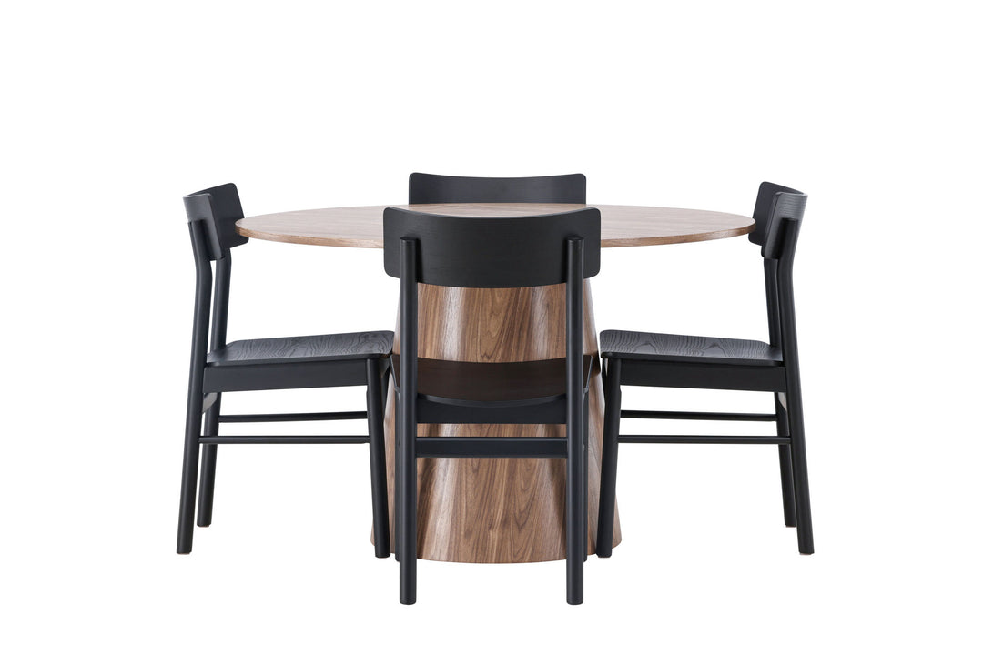 Venture Home Lanzo Dining Table φ120 - Natural / Natural MDF +Montros Dining Chair - Natural / Natural Rubberwood _4