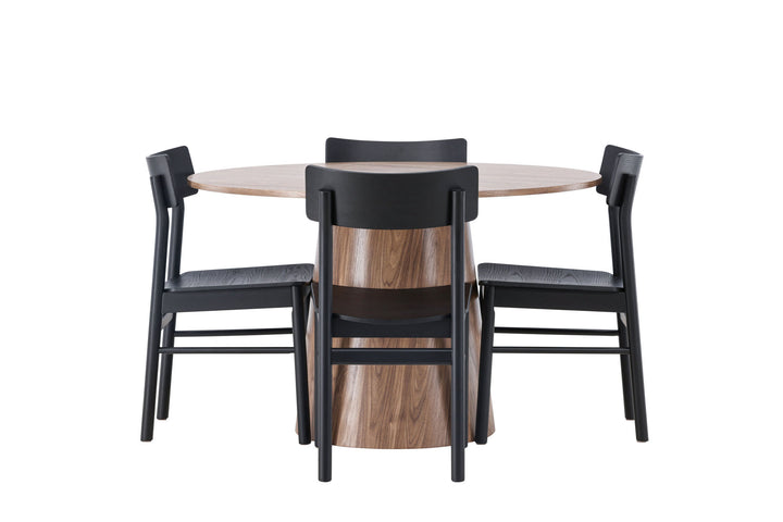 Venture Home Lanzo Dining Table φ120 - Natural / Natural MDF +Montros Dining Chair - Natural / Natural Rubberwood _4