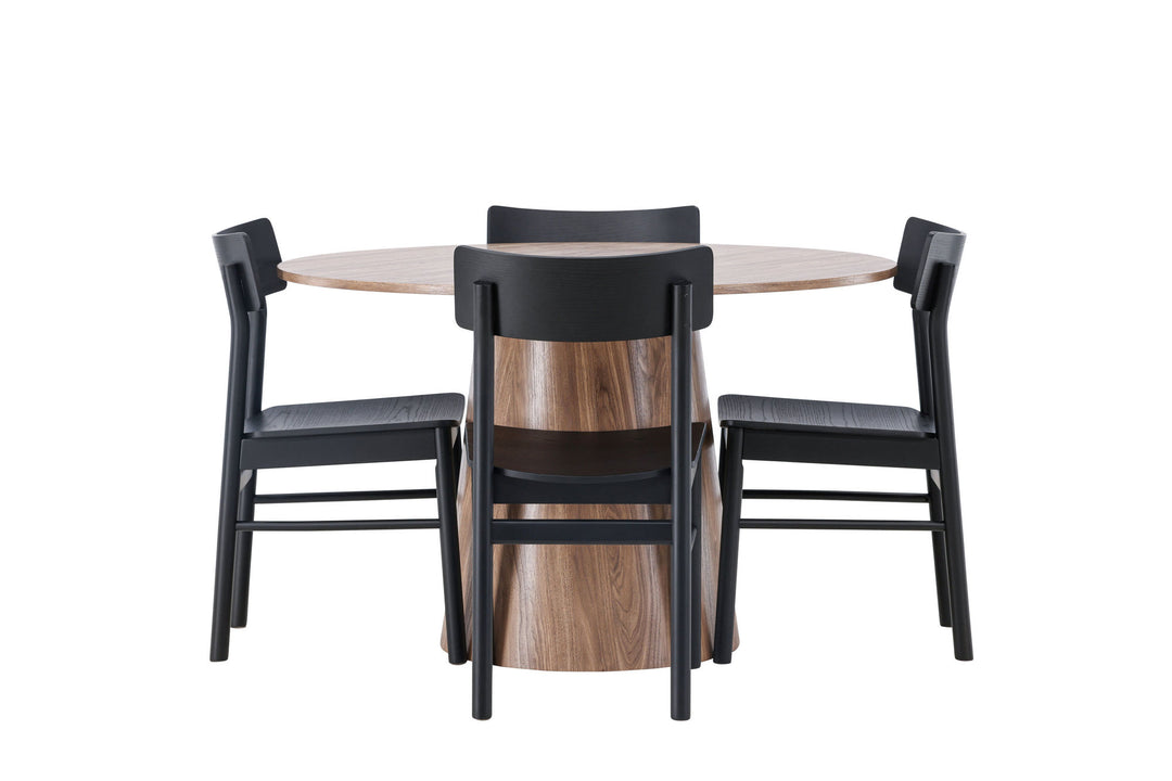 Venture Home Lanzo Dining Table φ120 - Natural / Natural MDF +Montros Dining Chair - Natural / Natural Rubberwood _4