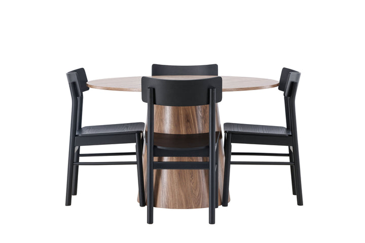 Venture Home Lanzo Dining Table φ120 - Natural / Natural MDF +Montros Dining Chair - Natural / Natural Rubberwood _4