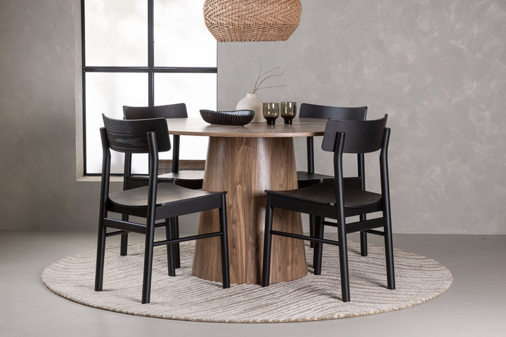 Venture Home Lanzo Dining Table φ120 - Natural / Natural MDF +Montros Dining Chair - Natural / Natural Rubberwood _4