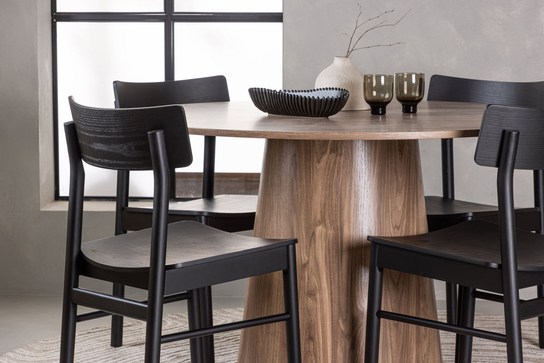Venture Home Lanzo Dining Table φ120 - Natural / Natural MDF +Montros Dining Chair - Natural / Natural Rubberwood _4