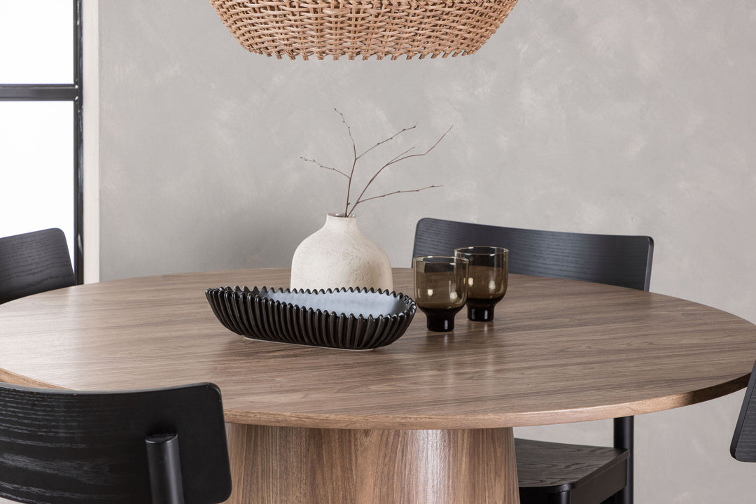 Venture Home Lanzo Dining Table φ120 - Natural / Natural MDF +Montros Dining Chair - Natural / Natural Rubberwood _4