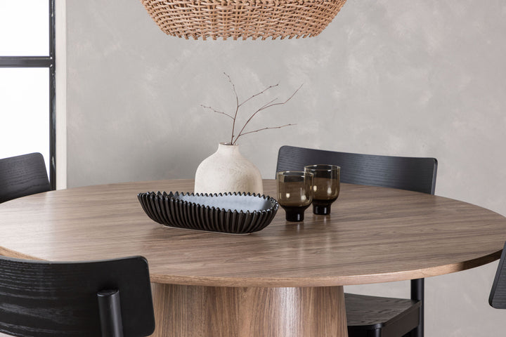Venture Home Lanzo Dining Table φ120 - Natural / Natural MDF +Montros Dining Chair - Natural / Natural Rubberwood _4