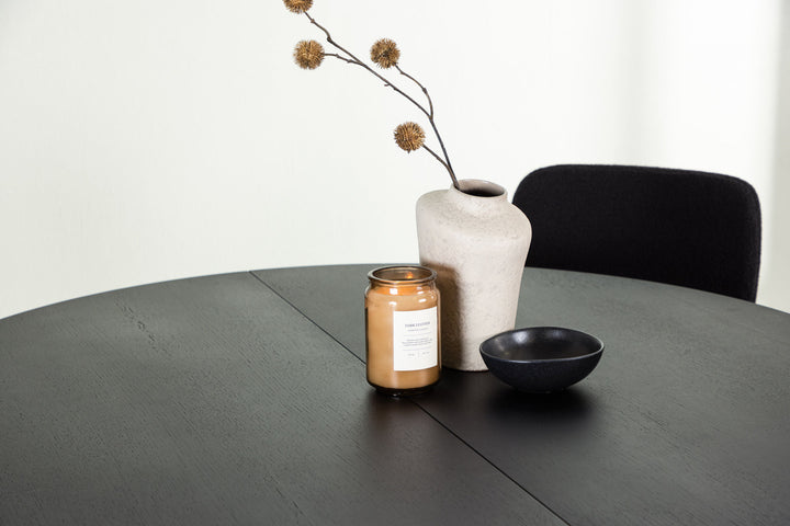 Venture Home Matilda Dining Table φ130 - Black / Black MDF with veneer +Yesterday Dining Chair - Black / Black Boucle _4