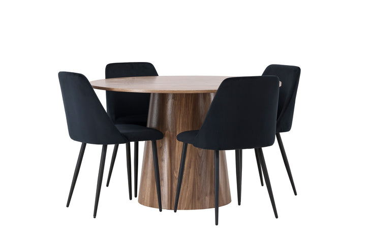 Venture Home Lanzo Dining Table φ120 - Natural / Natural MDF +Night Dining Chair - Black / Black Velvet _4
