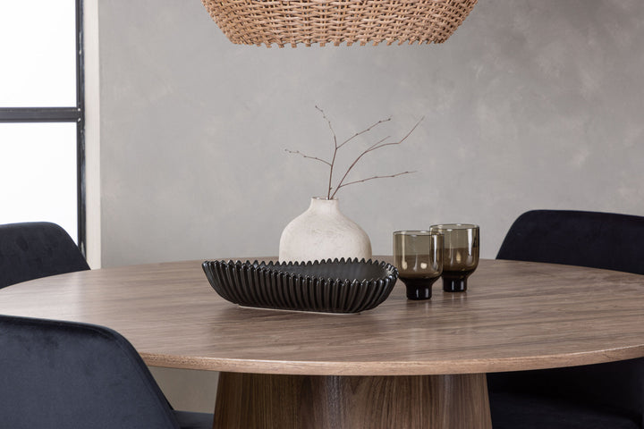 Venture Home Lanzo Dining Table φ120 - Natural / Natural MDF +Night Dining Chair - Black / Black Velvet _4