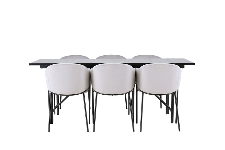 Venture Home Astrid Dining Table 200*75 - Matte black / Matte black MDF with veneer +Evelina Dining Chair - Black / Light grey Velvet _6