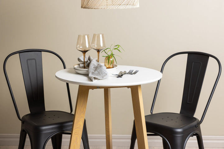 Venture Home Leonora Dining Table φ65 - Oaklook / White MDF +Tempe Dining Chair - Matte black / Metal _2
