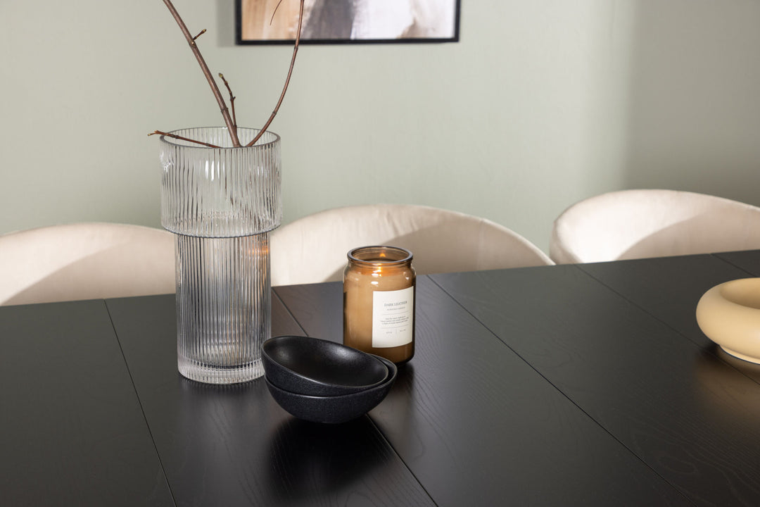 Venture Home Astrid Dining Table 200*75 - Matte black / Matte black MDF with veneer +Berit Chair - Black / Beige Velvet _6