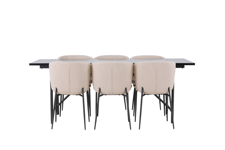 Venture Home Astrid Dining Table 200*75 - Matte black / Matte black MDF with veneer +Modesto Dining Chair - Beige / Beige Boucle _6