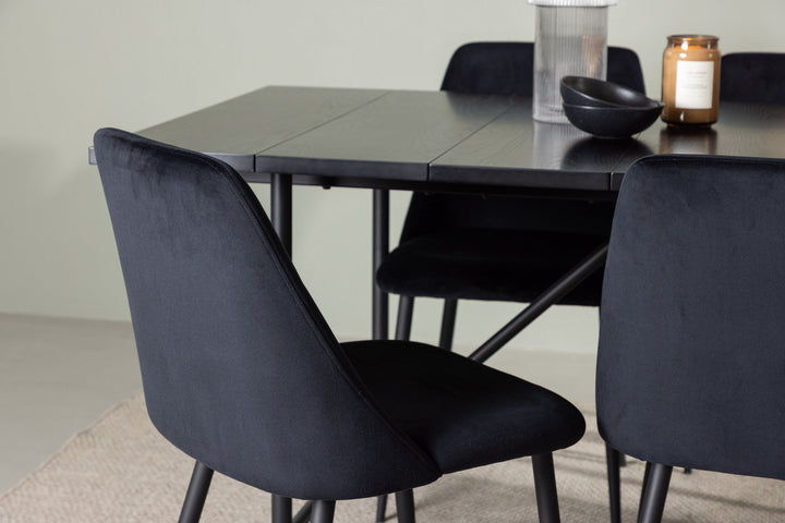 Venture Home Astrid Dining Table 200*75 - Matte black / Matte black MDF with veneer +Night Dining Chair - Black / Black Velvet _6
