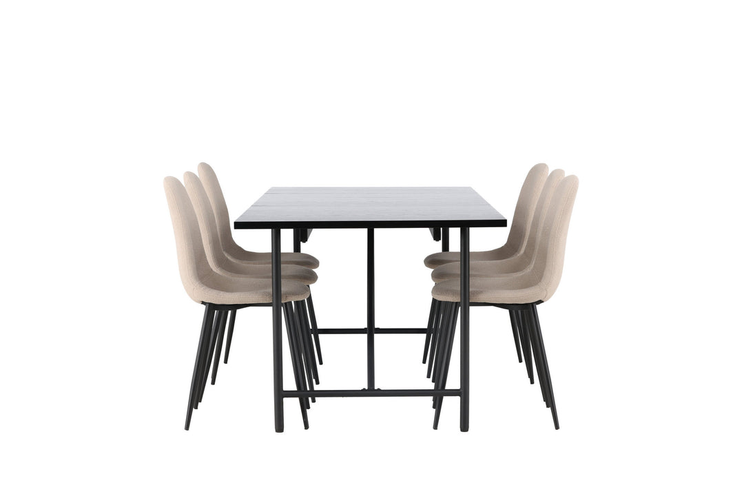 Venture Home Astrid Dining Table 200*75 - Matte black / Matte black MDF with veneer +Polar Dining Chair - Black / Beige Boucle _6