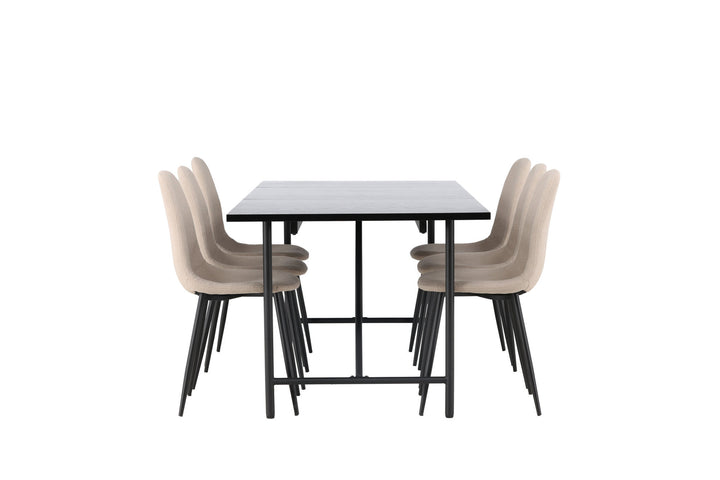 Venture Home Astrid Dining Table 200*75 - Matte black / Matte black MDF with veneer +Polar Dining Chair - Black / Beige Boucle _6