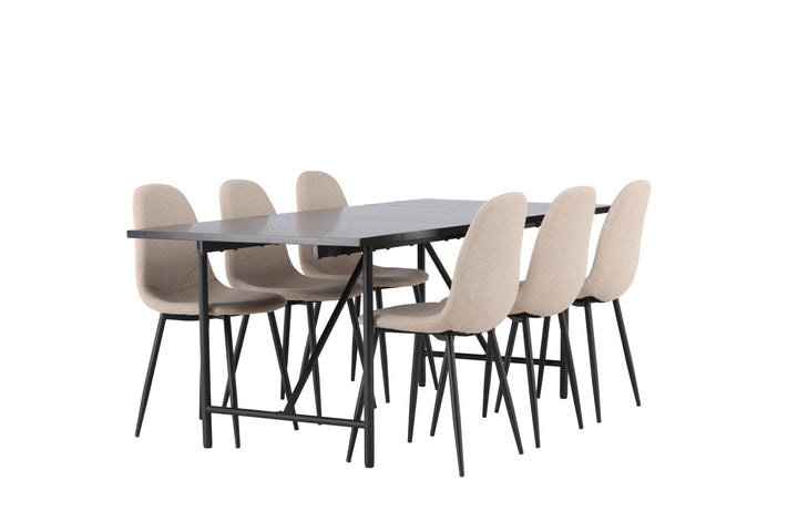 Venture Home Astrid Dining Table 200*75 - Matte black / Matte black MDF with veneer +Polar Dining Chair - Black / Beige Boucle _6