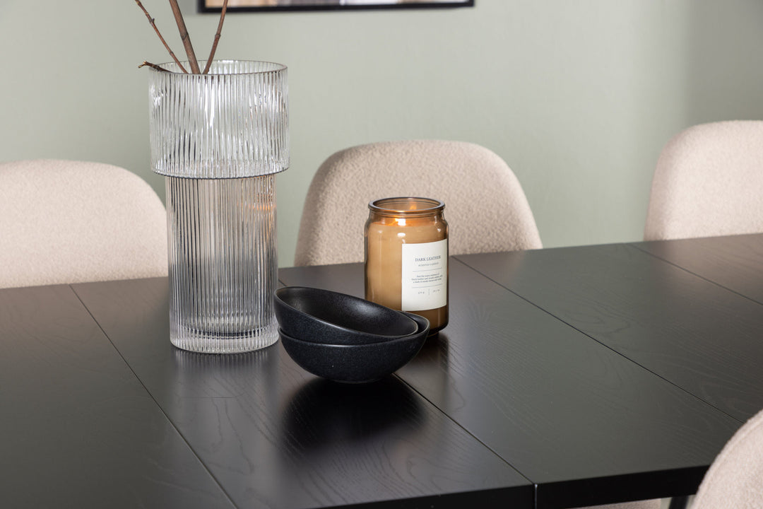 Venture Home Astrid Dining Table 200*75 - Matte black / Matte black MDF with veneer +Polar Dining Chair - Black / Beige Boucle _6