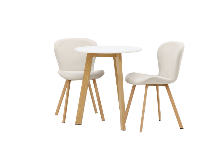 Venture Home Leonora Dining Table φ65 - Oaklook / White MDF +Lilja Dining Chair - Oaklook / Beige Fabric _2