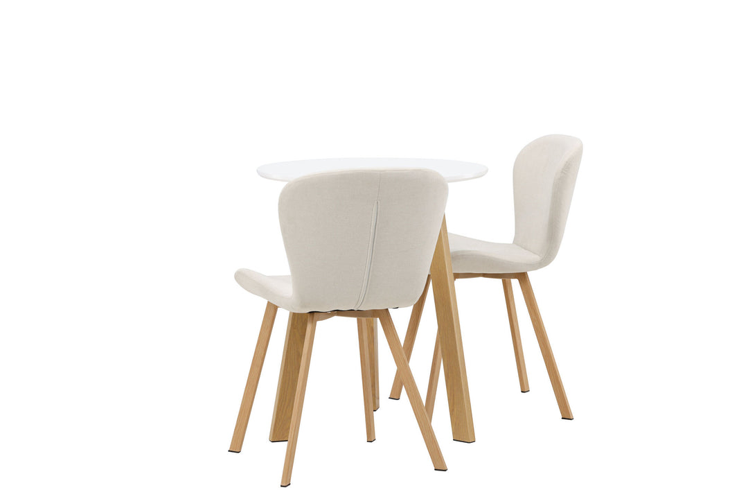 Venture Home Leonora Dining Table φ65 - Oaklook / White MDF +Lilja Dining Chair - Oaklook / Beige Fabric _2