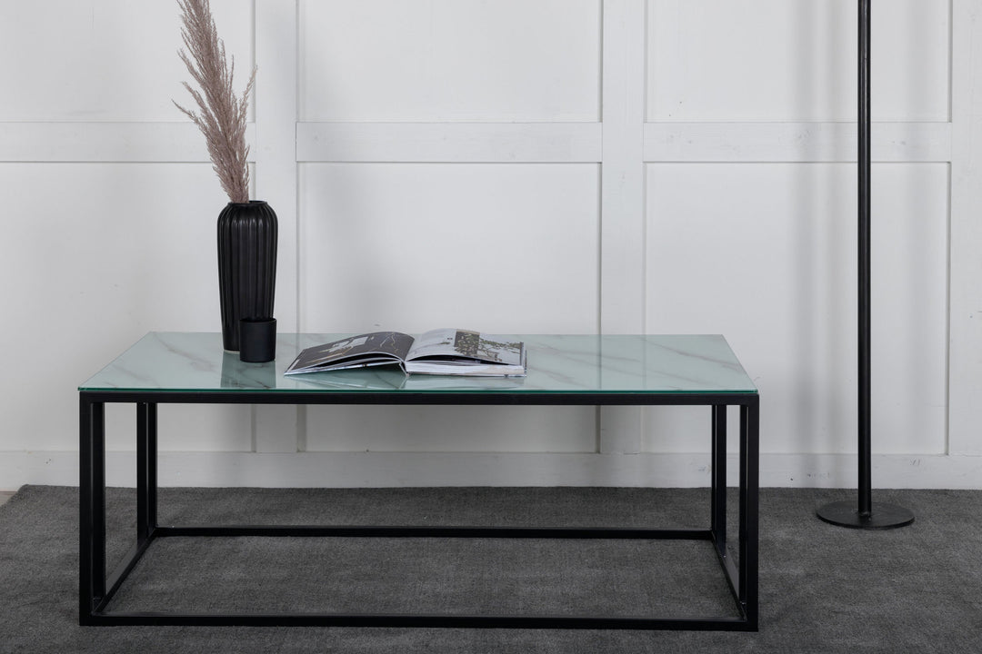 Venture Home Rock 2.0 Soffbord - Svart / Glasmarmor 120*60*H45