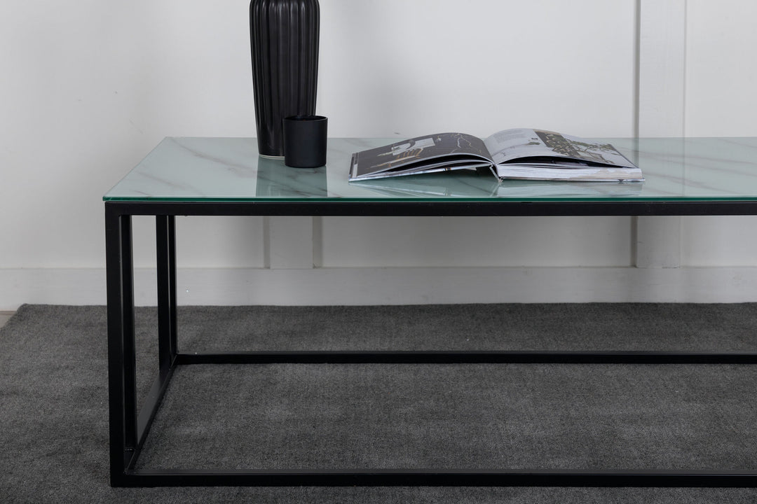 Venture Home Rock 2.0 Soffbord - Svart / Glasmarmor 120*60*H45