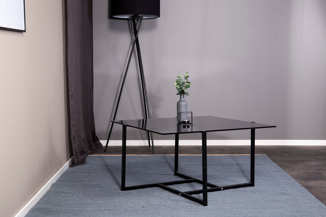 Venture Home Hybrid Sofa Table - Black / Grey Smokey Glass 80*80cm