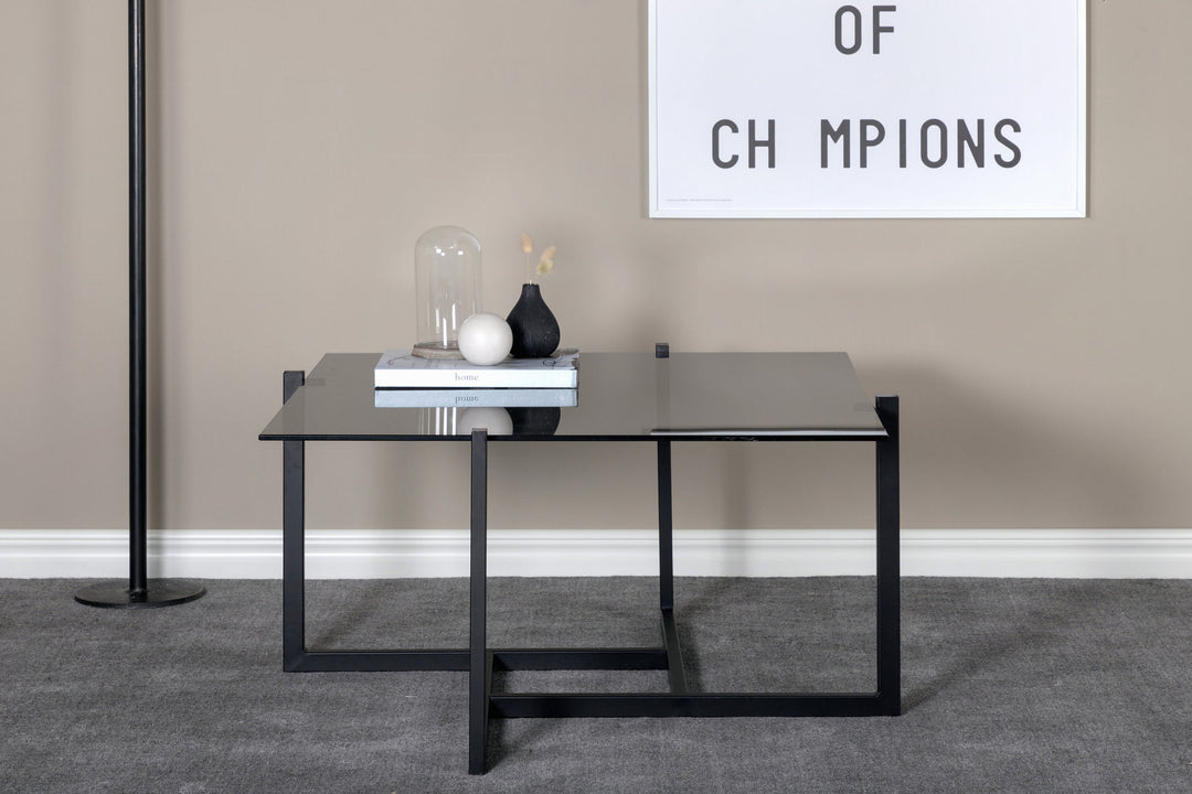 Venture Home Hybrid Sofa Table - Black / Grey Smokey Glass 80*80cm
