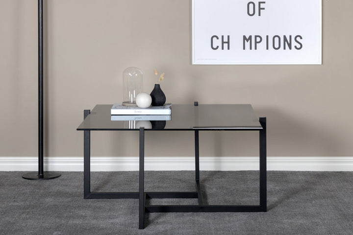 Venture Home Hybrid Sofa Table - Black / Grey Smokey Glass 80*80cm