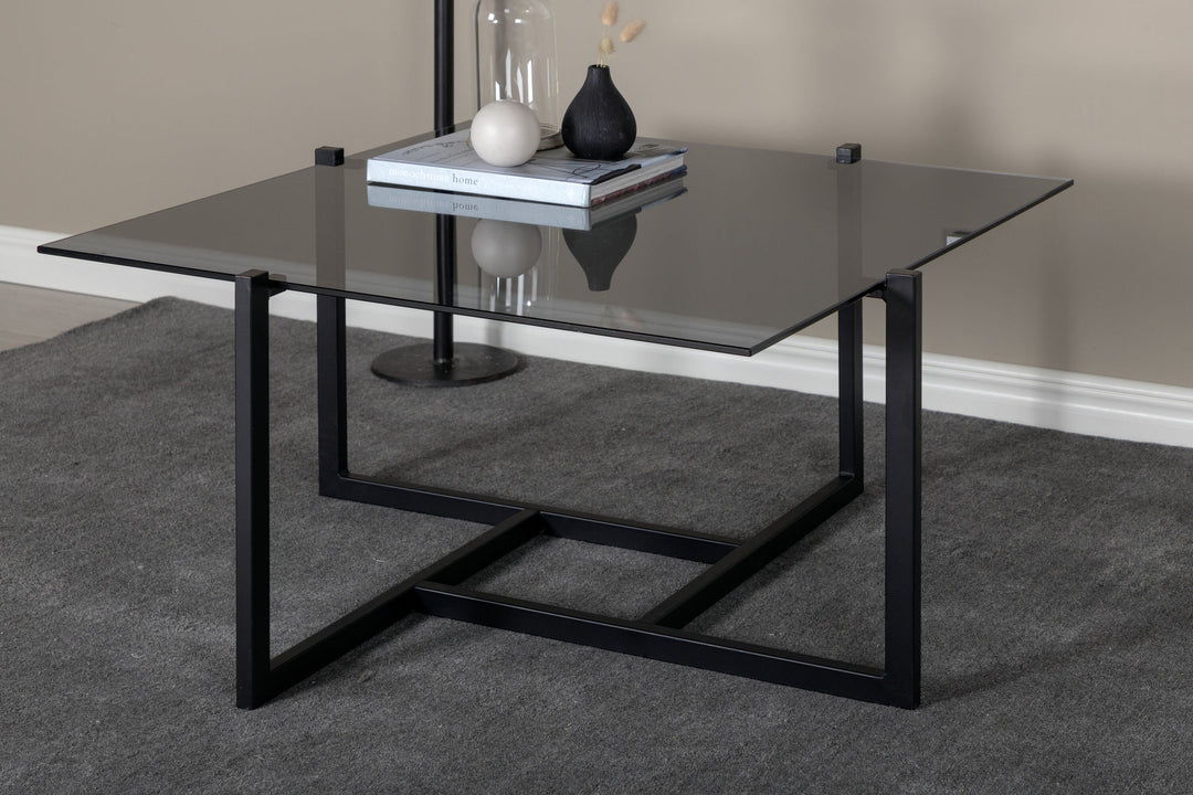 Venture Home Hybrid Sofa Table - Black / Grey Smokey Glass 80*80cm