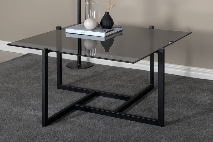Venture Home Hybrid Sofa Table - Black / Grey Smokey Glass 80*80cm
