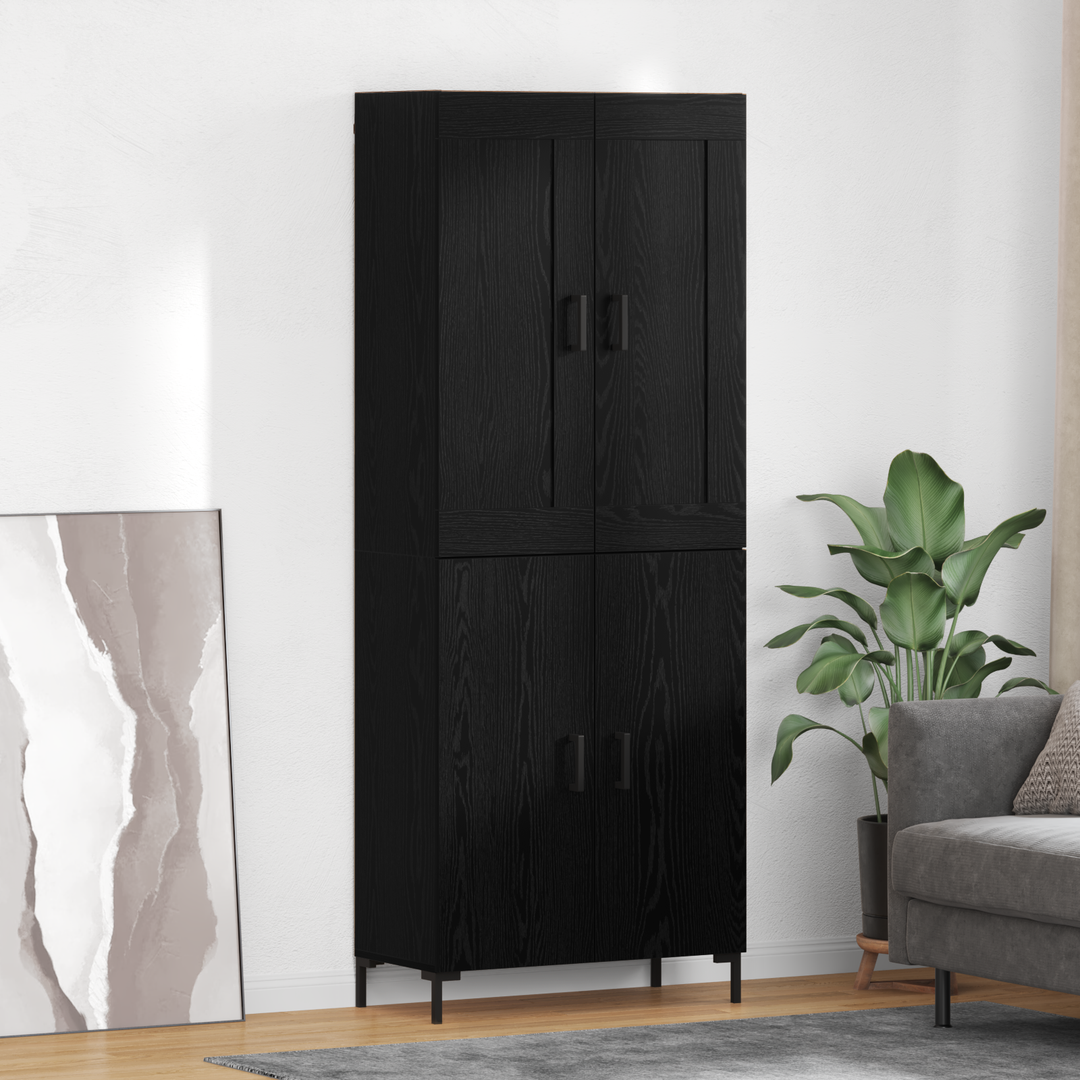 Highboard 2 pcs Sort eg Konstrueret træ