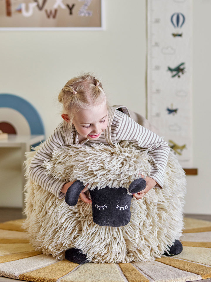 Bloomingville MINI Dolly Puf, Hvid, Uld