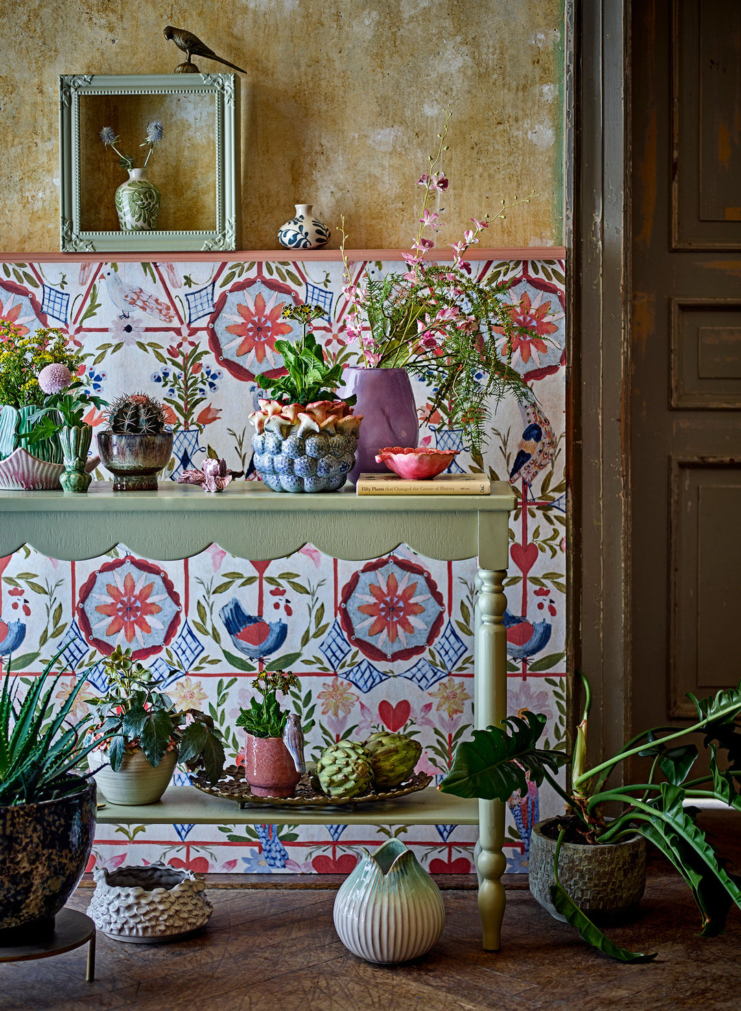 Creative Collection Salla Konsolbord, Grøn, Fyrretræ